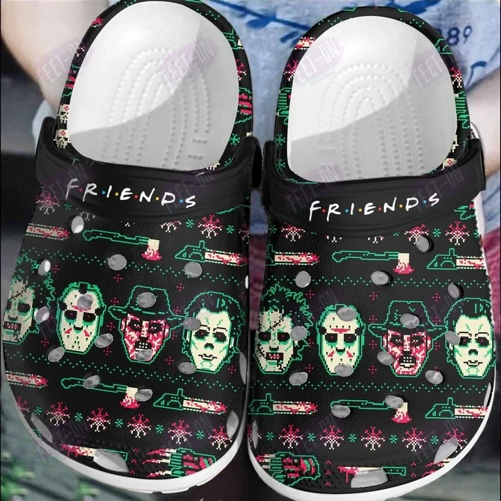 Pixel Art Friends Horror Movie Halloween Crocs Classic Clogs Shoes PANCR1169
