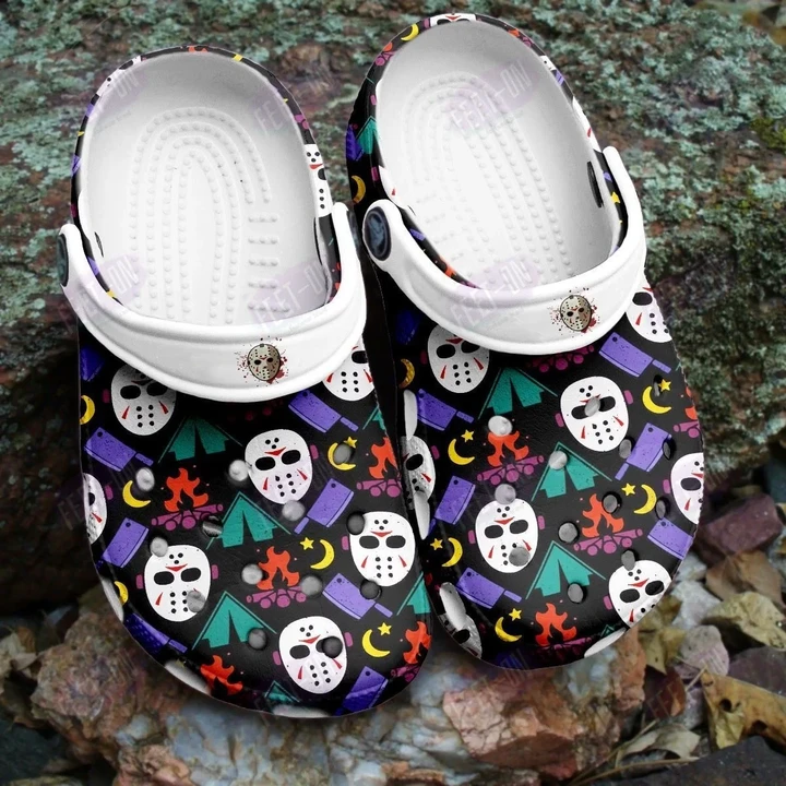 Black Jason Mask Friday the 13th Horror Movie Halloween Crocs Classic Clogs Shoes