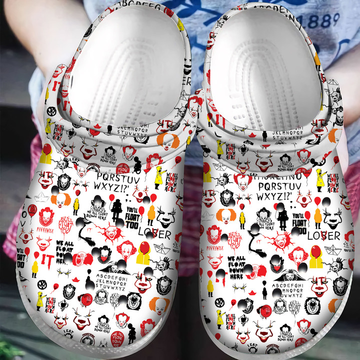 IT Pennywise Horror Movie Halloween Crocs Classic Clogs Shoes PANCR1168