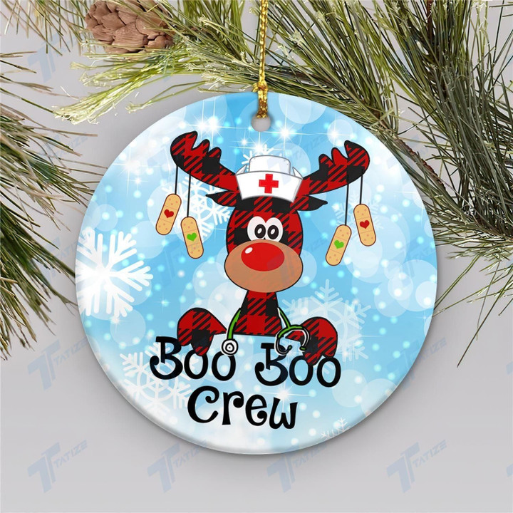 Christmas Nurse Boo Boo Crew Circle Ornament