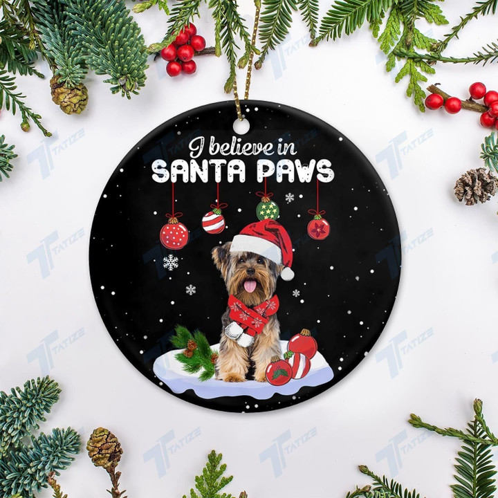 Christmas I Believe In Santa Paws Circle Ornament
