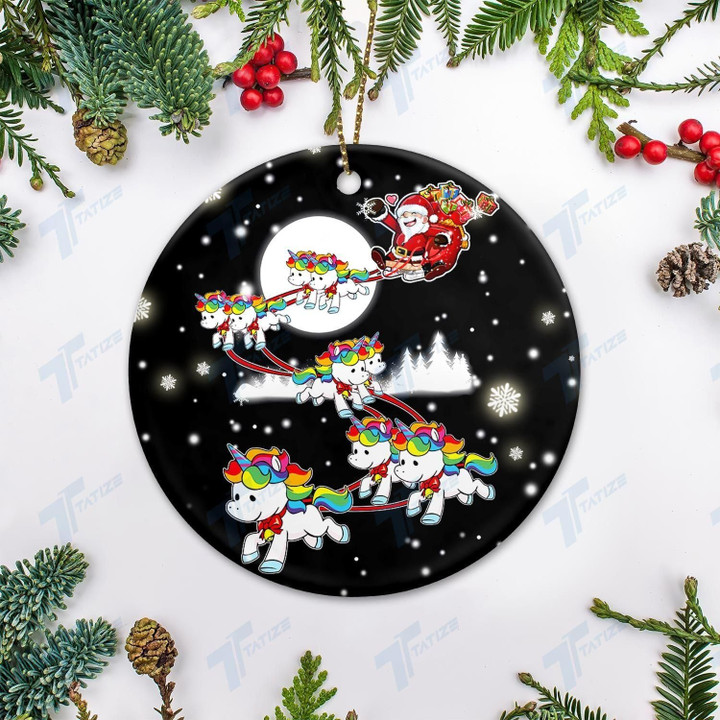 Unicorn Christmas Circle Ornament