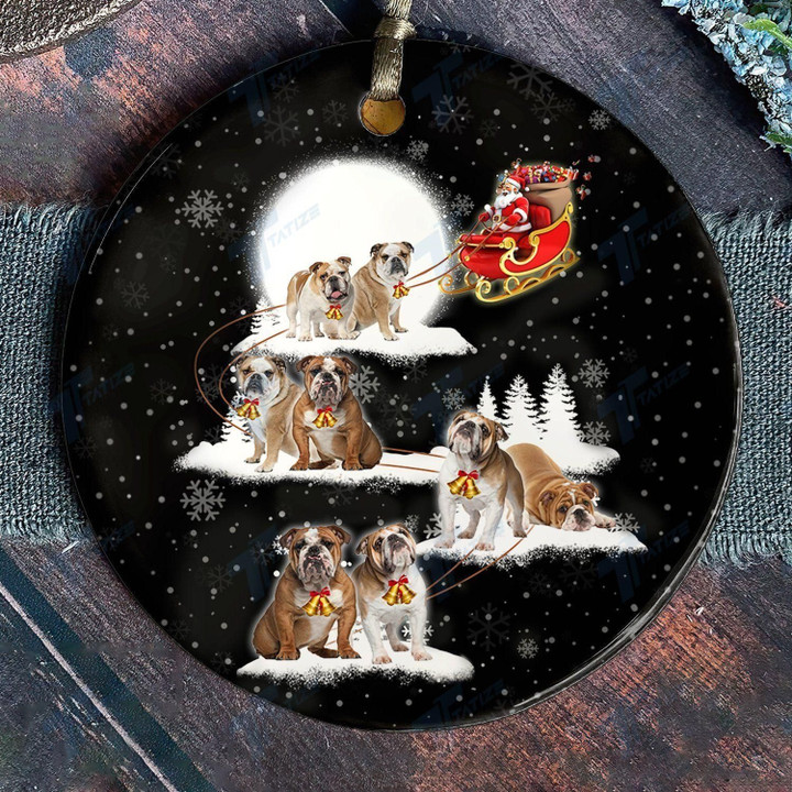 Christmas Dog Circle Ornament