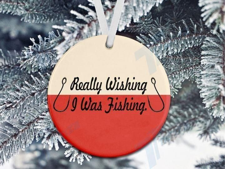 Really Wishing I Was Fishing Circle Ornament