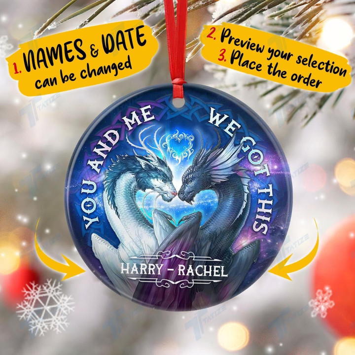 Custom Dragon Couple You And Me We got This Circle Ornament PANORPG0253