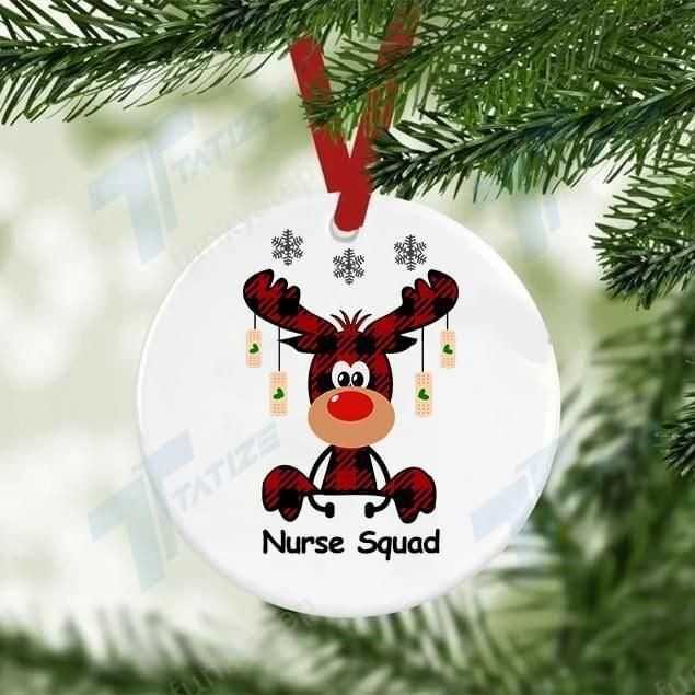 Reindeer Nurse Squad Christmas Circle Ornament