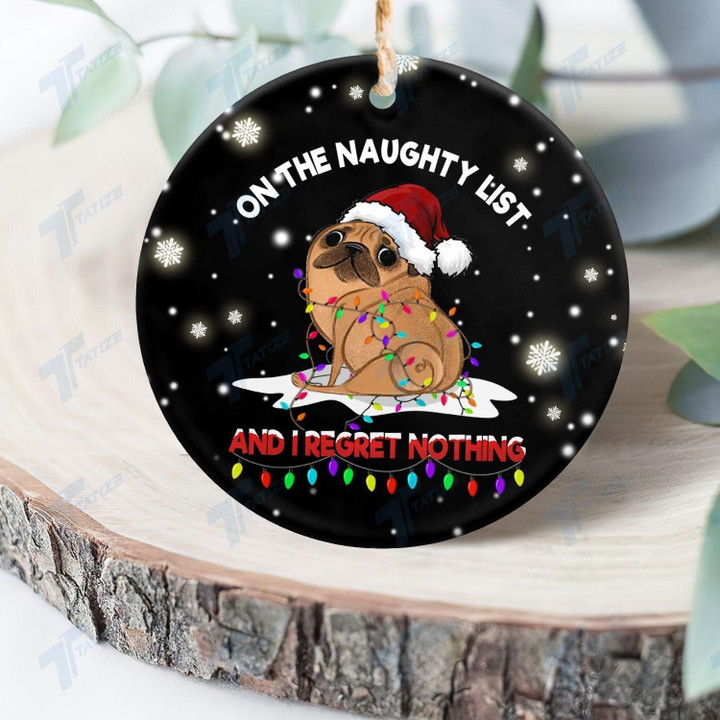 Pug On The Naughty List Ornament