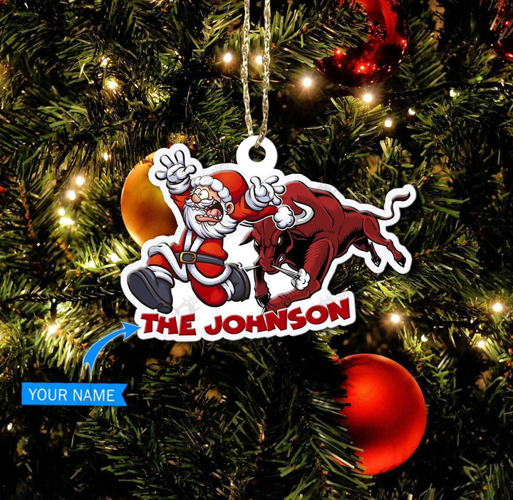 Bull Riding - Merry Christmas Personalized Ornament