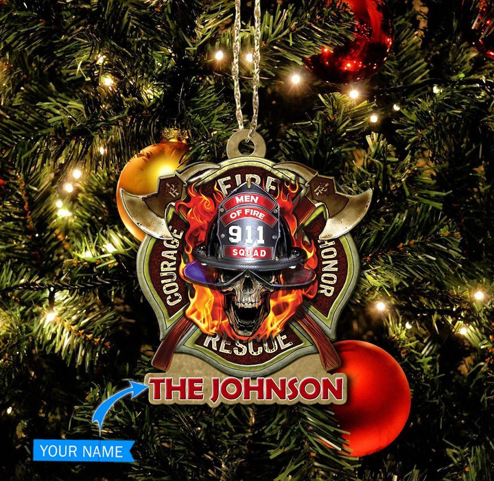 Firefighter - Merry Christmas Personalized Ornament