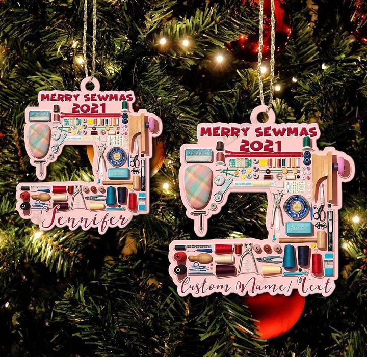 Merry Christmas- Sewing Machine Personalized Ornament
