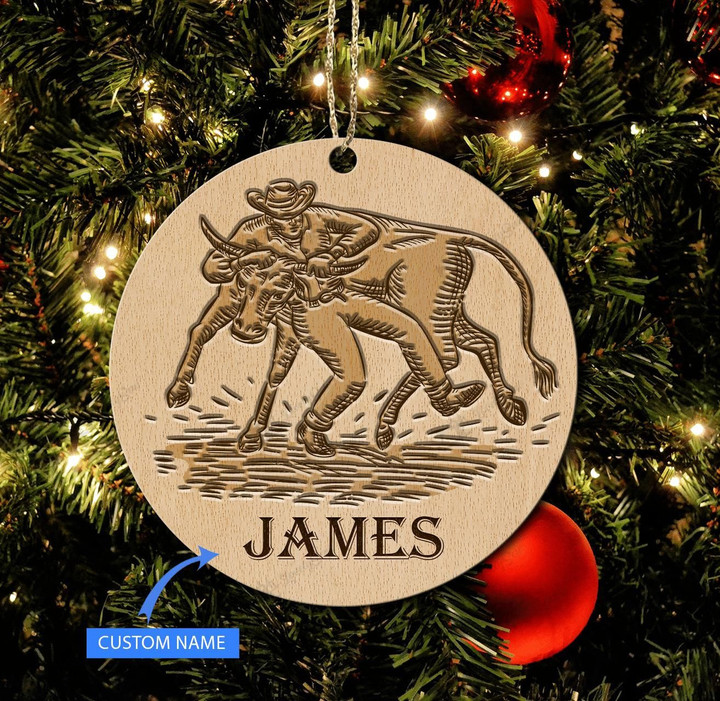 Steer Wrestling Personalized Ornament
