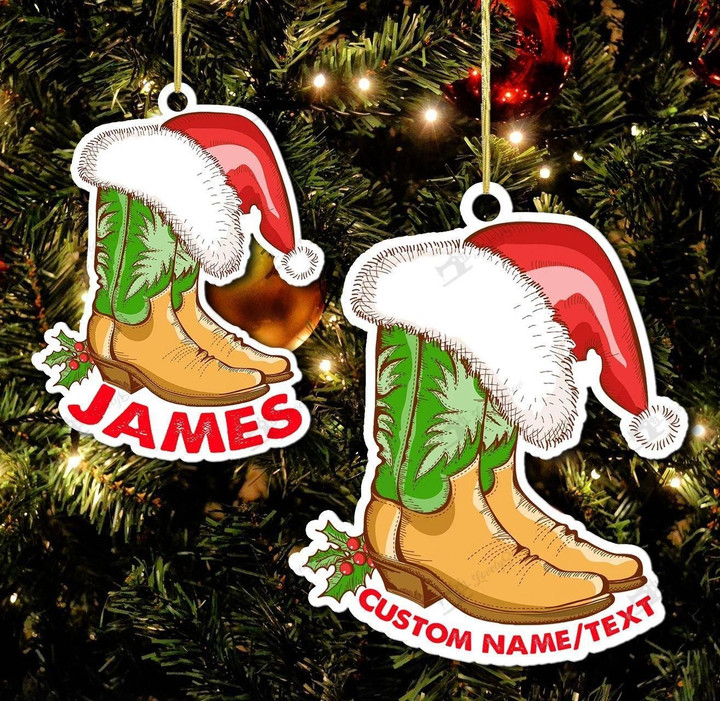 Boot And Santa Hat Personalized Ornament