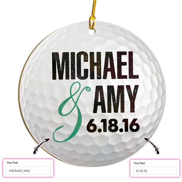 Personalized Name And Date Golf Ball Custom Ornament