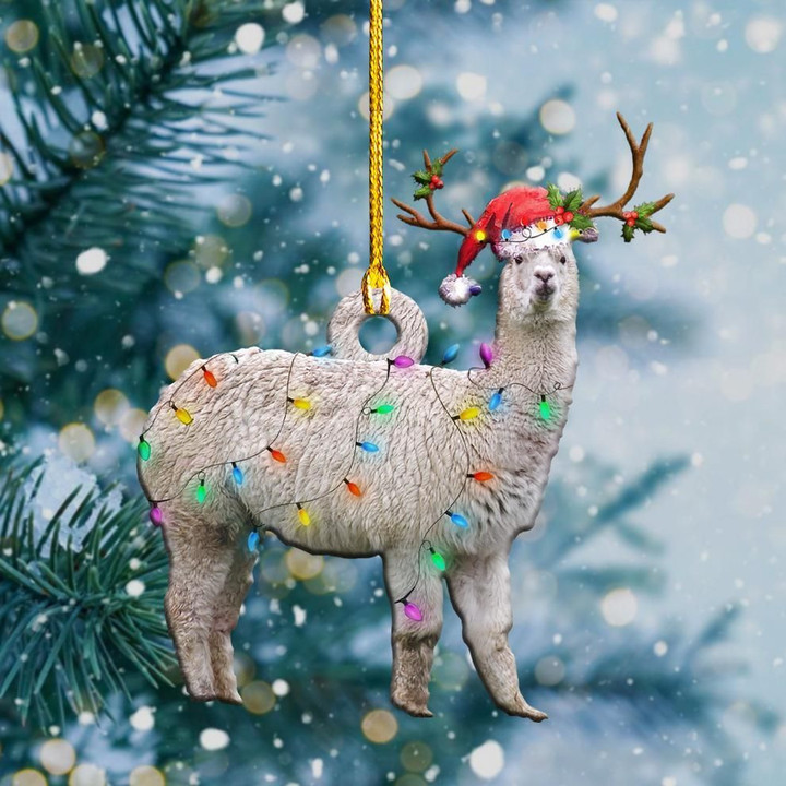 Alpacas Christmas Light Shape Ornament