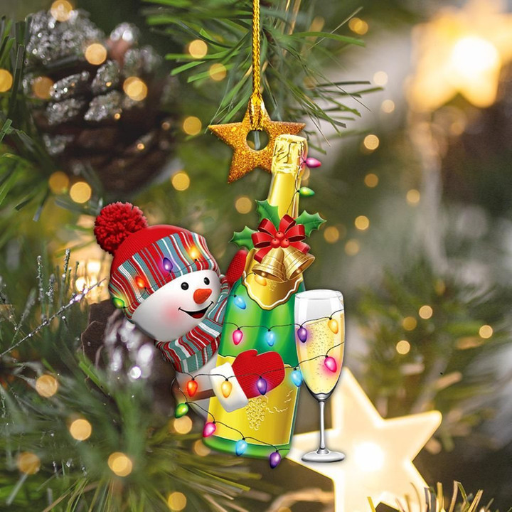 Champagne Snowman Christmas Shape Ornament