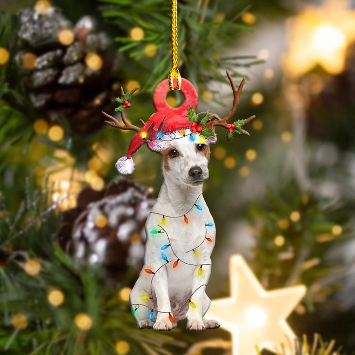 Jack Russell Christmas Lights Shape Ornament