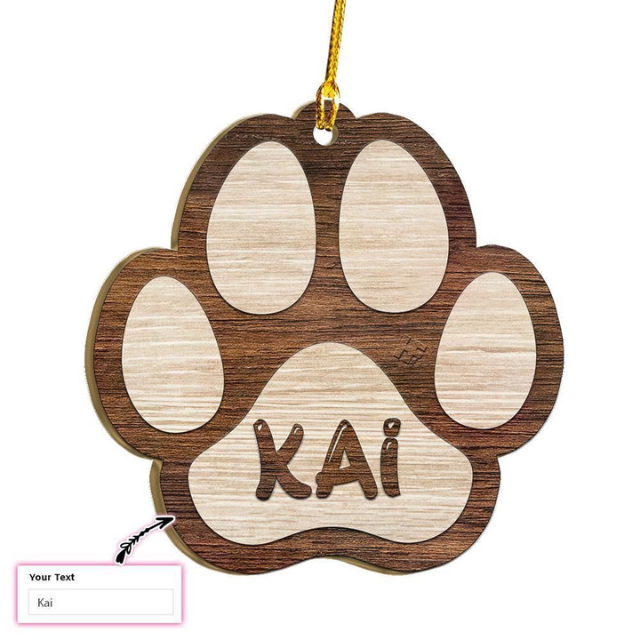 Personalized Dog Paw With Name Custom Ornament