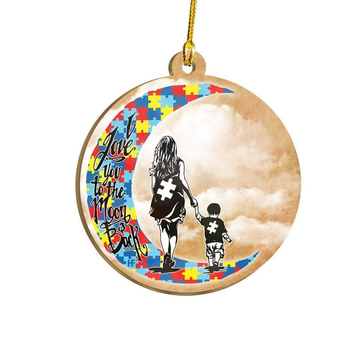 I Love You To The Moon And Back Autism Mom Ornament