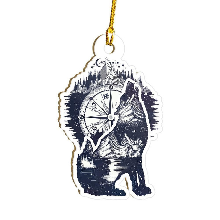 Wolf And Mountains Ornament