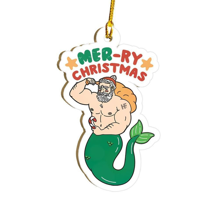 Merry Christmas Mermaid Ornament