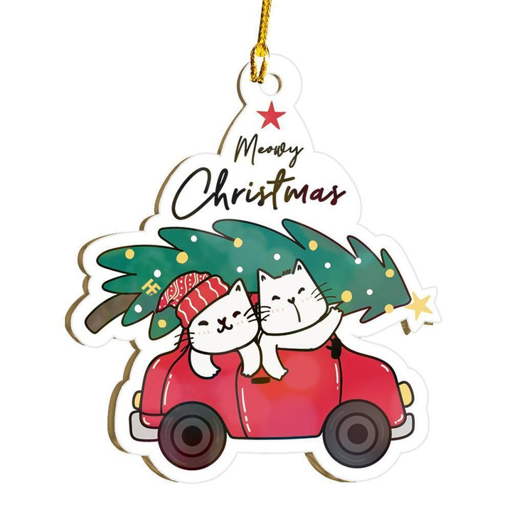 Meowy Christmas Couple Car Ornament