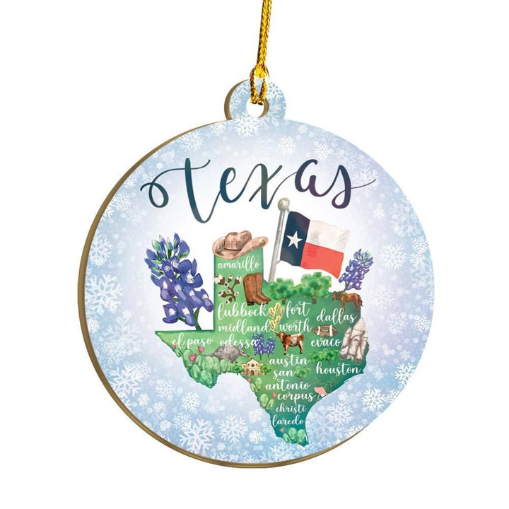 Texas Map Christmas Ornament