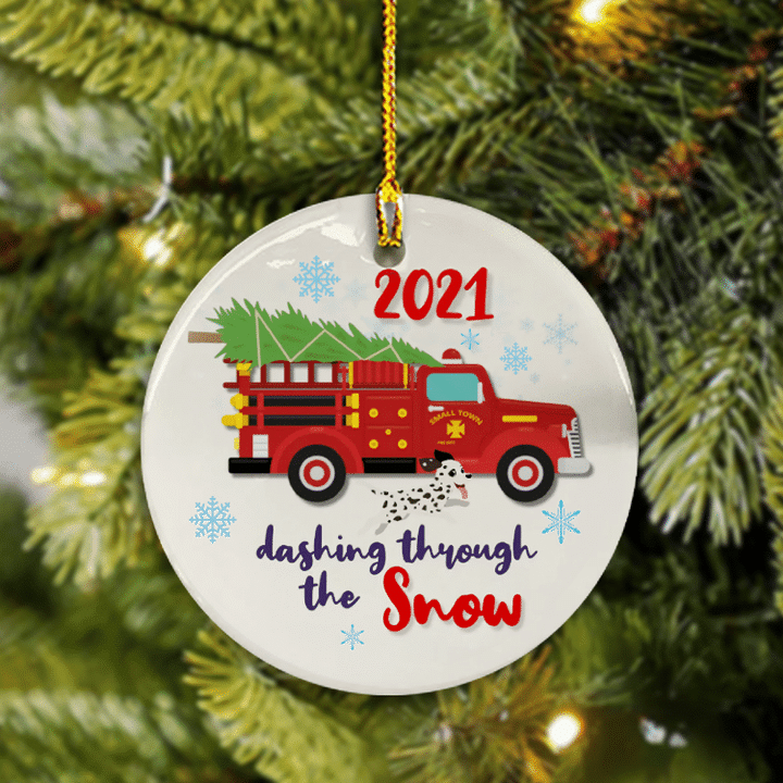 Dashing Through the Snow Firefighter Christmas Ornament