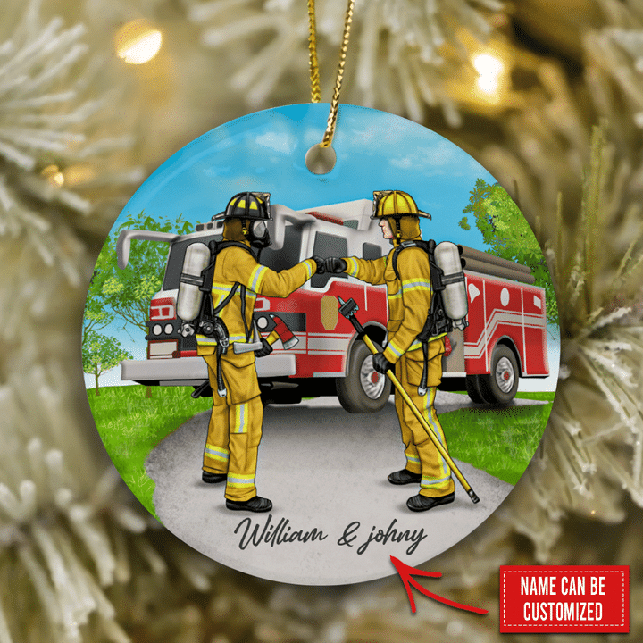 Personalized Firefighter Friends Christmas Ornament