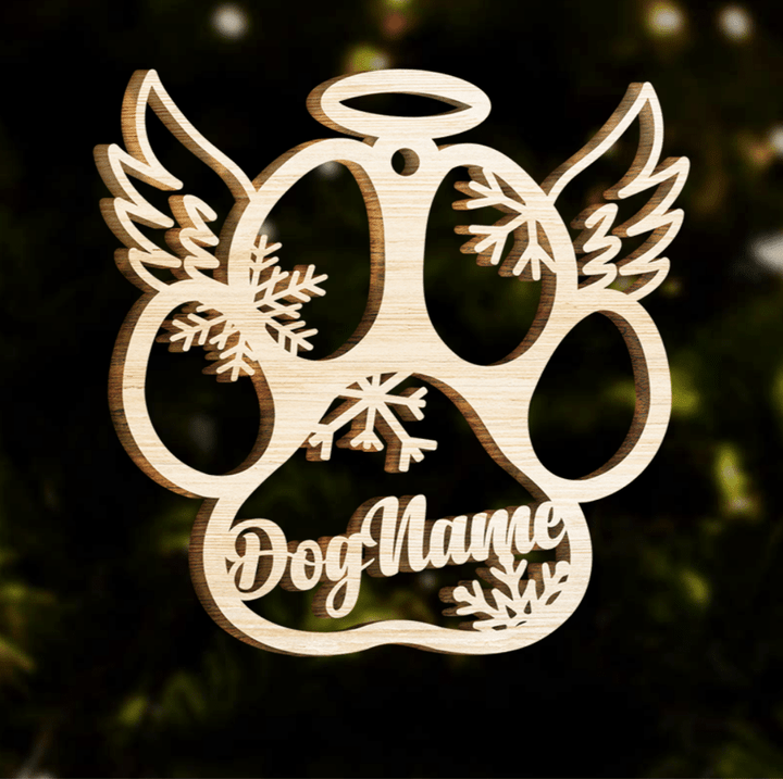 Personalized Dog Angel Paw Christmas Ornament