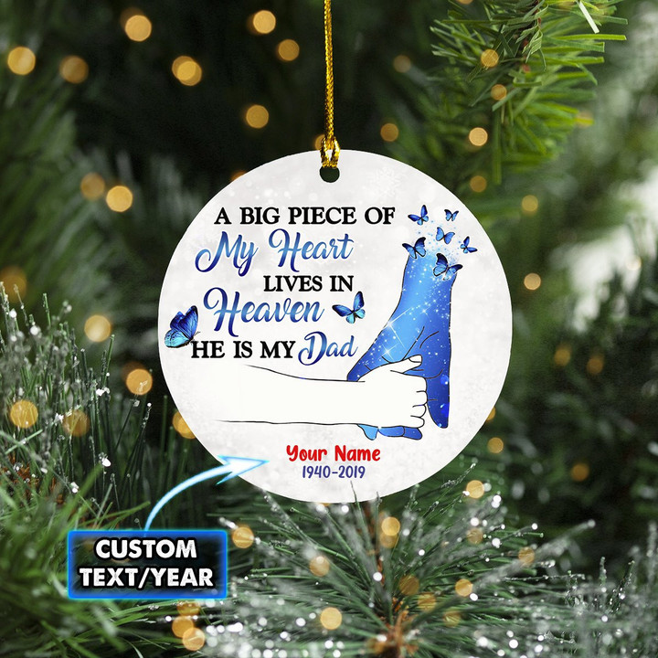 Personalized Dad In Heaven Christmas Ornament