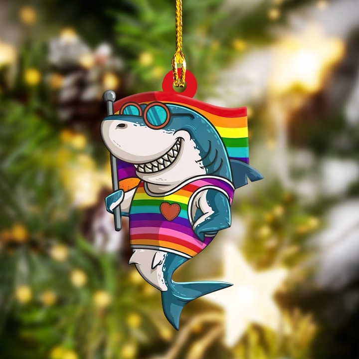 LGBT Shark Christmas Ornament