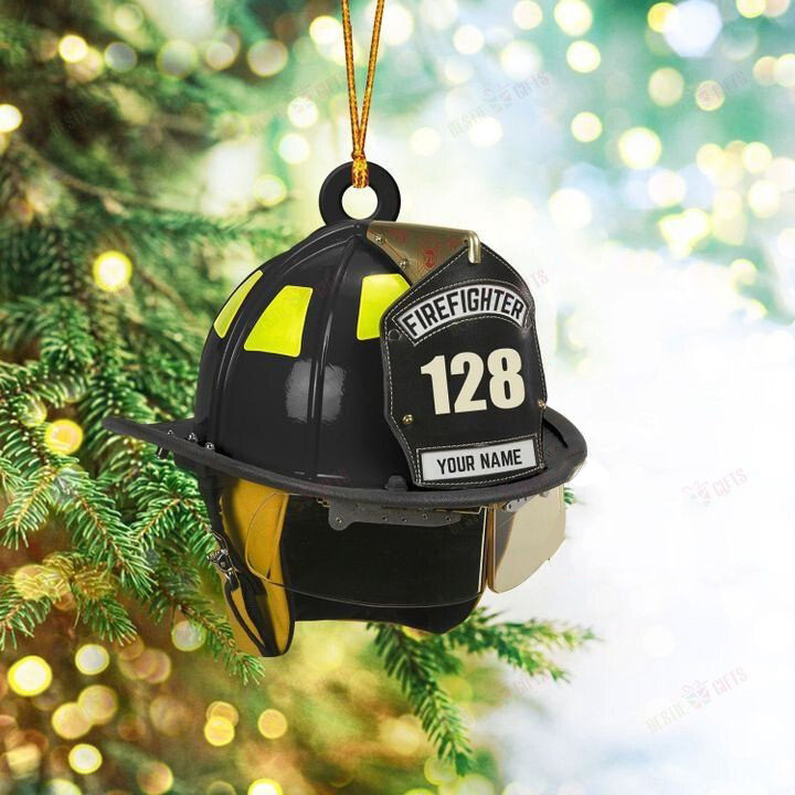 Personalized Love Firefighter Helmet Christmas Ornament