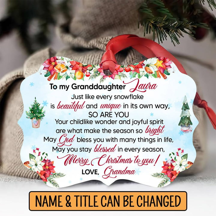 Personalized Christmas Gift For Granddaughter - Pretty Aluminium Ornament PANORPG0283
