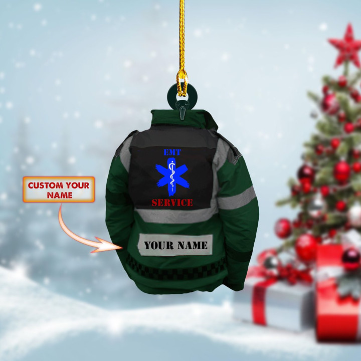 Personalized Green EMT EMS Paramedic Christmas Ornament