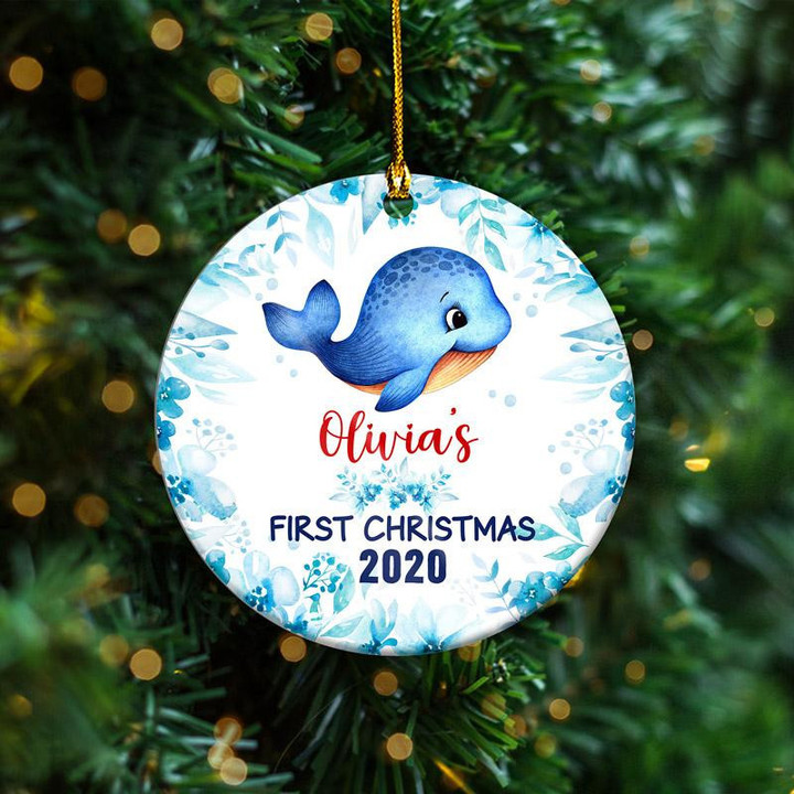 Personalized Whale's First Christmas Ornament