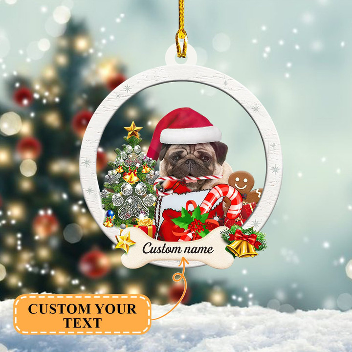 Personalized Santa Pug Christmas Ornament