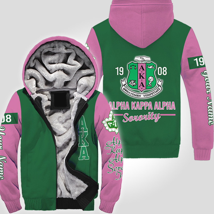 Personalized Alpha Kappa Alpha Sorority Fleece Zip Hoodie PAN3FZH0003