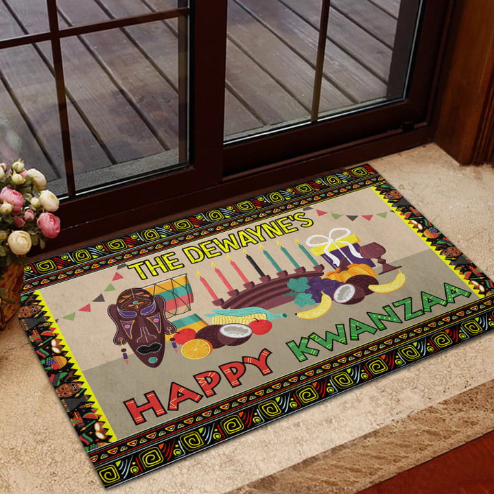 Personalized Happy Kwanzaa Decoration Doormat