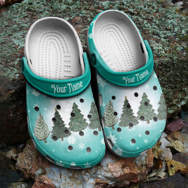 Personalized Christmas Crocs Pine Trees Classic Clogs Shoes PANCR1258