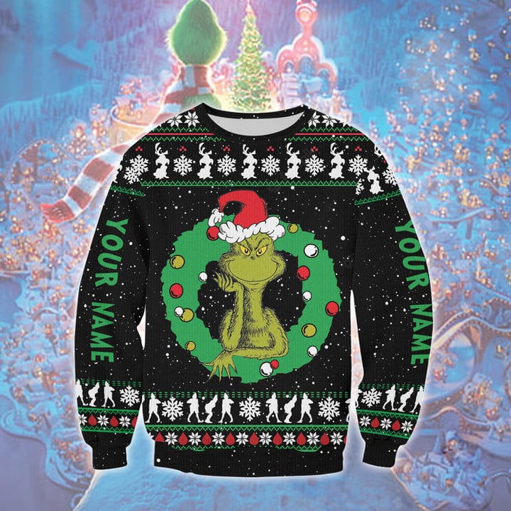 Personalized Grinch Wool Sweater Grinchmas Unisex
