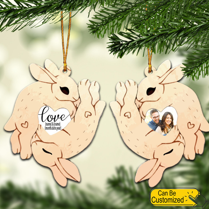 Personalized Christmas Couple Ornament Bunny Love