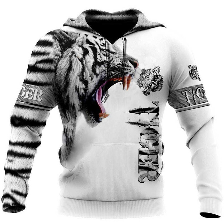 White Tiger Skin Hoodie 3D All Over Print