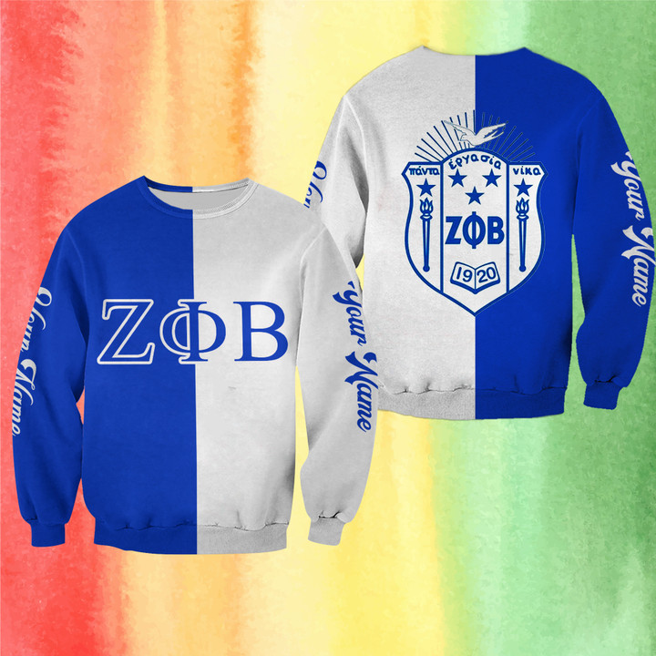 Personalized Zeta Phi Beta Sorority Sweatshirt Blue And White