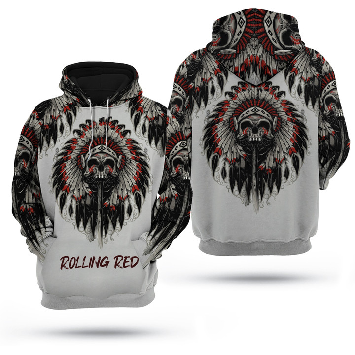 Native American Rolling Red All Over Printed 3D Hoodie PAN3HD0274