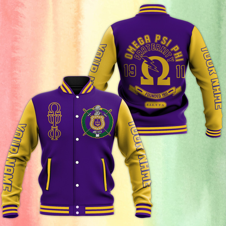 Personalized Omega Psi Phi Shirt Baseball Jacket PANBBJ0008
