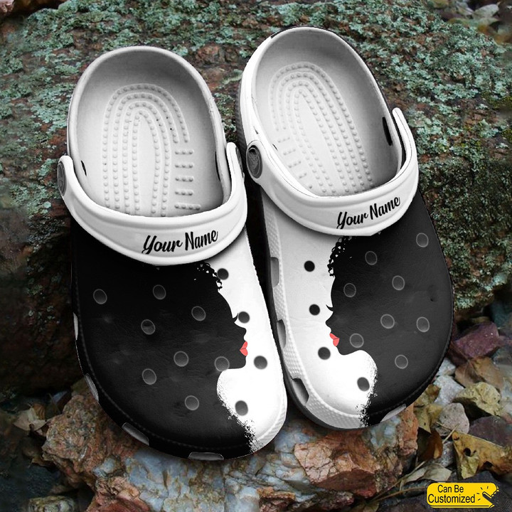 Personalized Black Afro Girl Art African American Crocs Classic Clogs Shoes PANCR1286