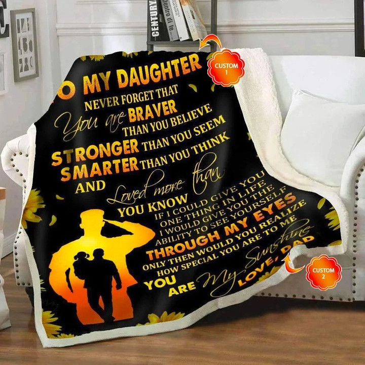 Personalized Gift For Daughter Sherpa Fleece Blanket Never Forget That You Are Braver