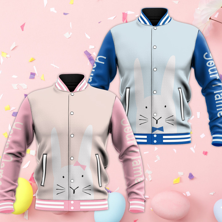 Personalized Casual Easter Outfits Bunny Baseball Jacket