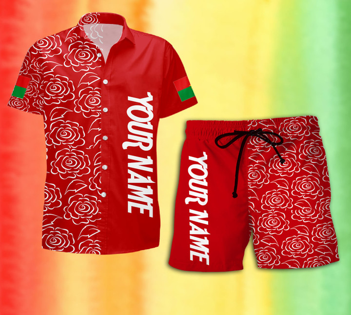 Personalized Burkina Faso Burkinabe Red Roses Outfit Africa African Hawaiian Set