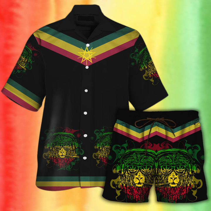 African Ethopian Outfit Ethopia Lion Art Hawaiian Set